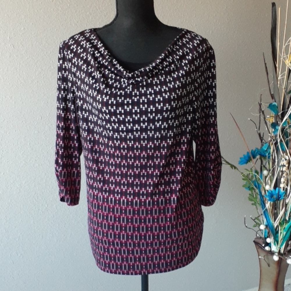CHRISTOPHER & BANKS Petite Drape Neck Ladies Tunic